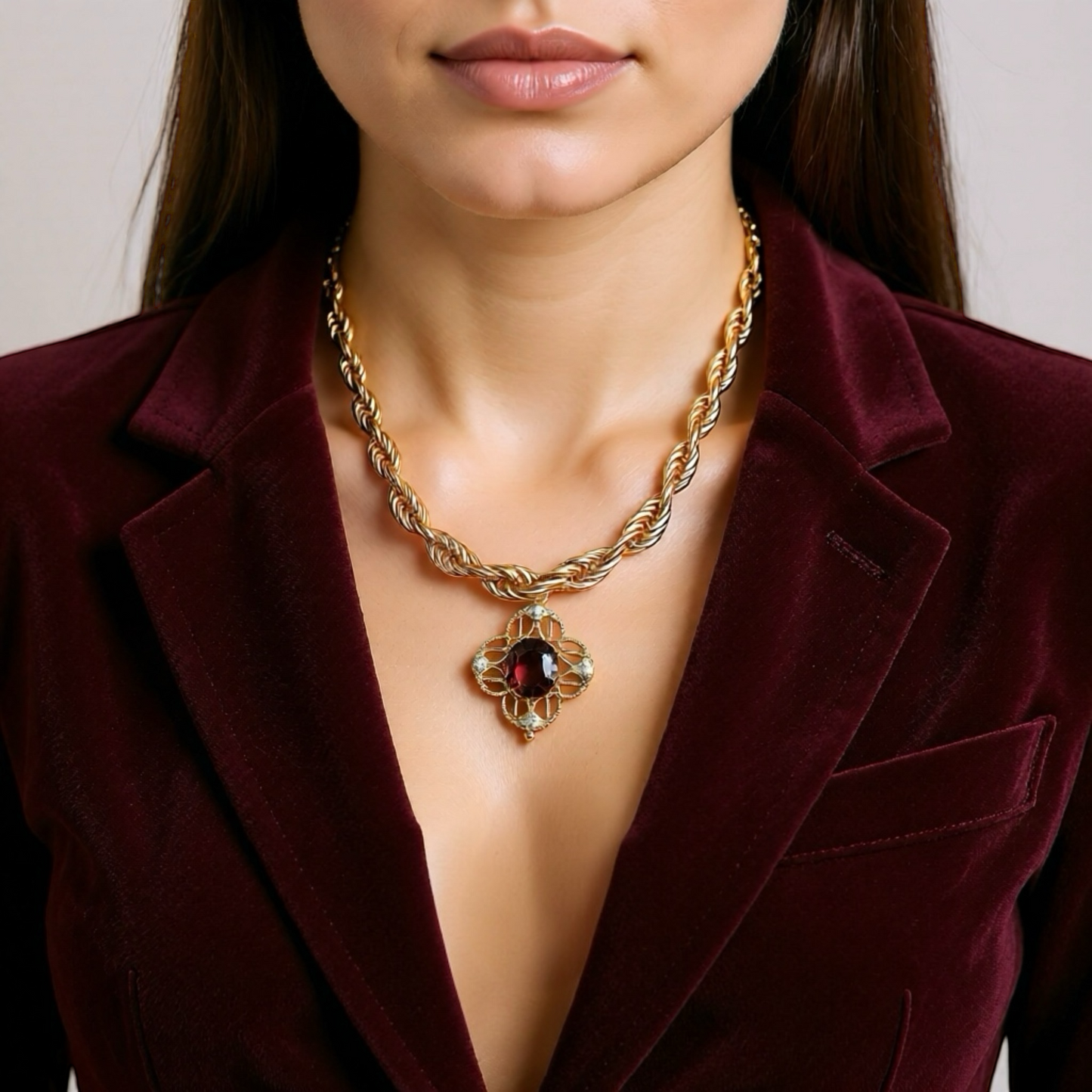 Victorian Floral Pendant Necklace