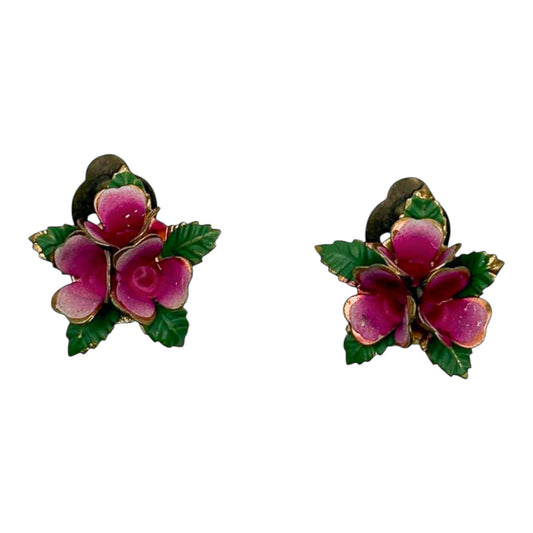 antique floral earrings romantic design detail