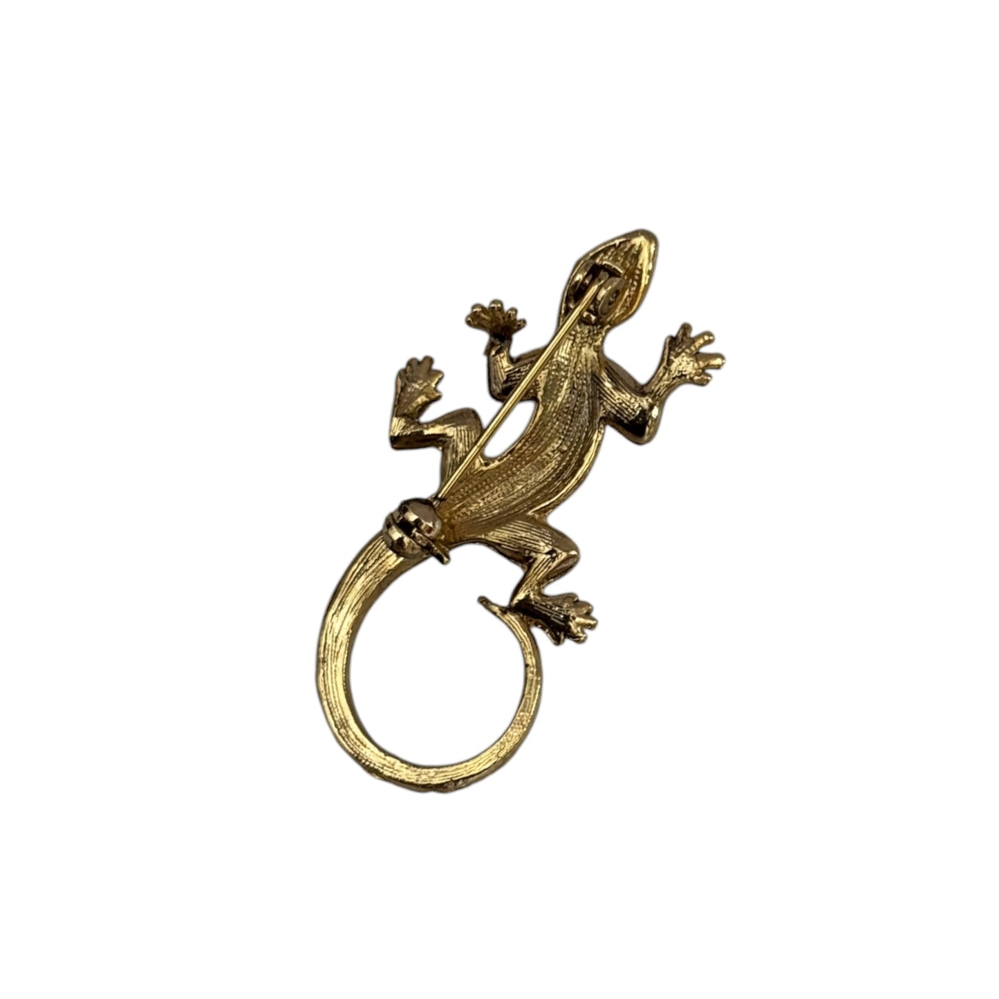 Vintage 1980s Designer House Gold Lizard Brooch — Triple Gold-Plated