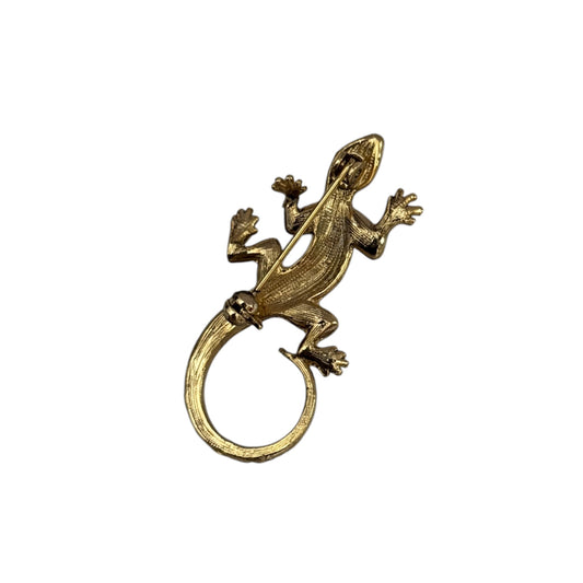 Vintage 1980s Designer House Gold Lizard Brooch — Triple Gold-Plated