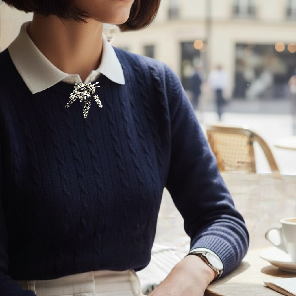 Vintage Art Deco Kristal Broş