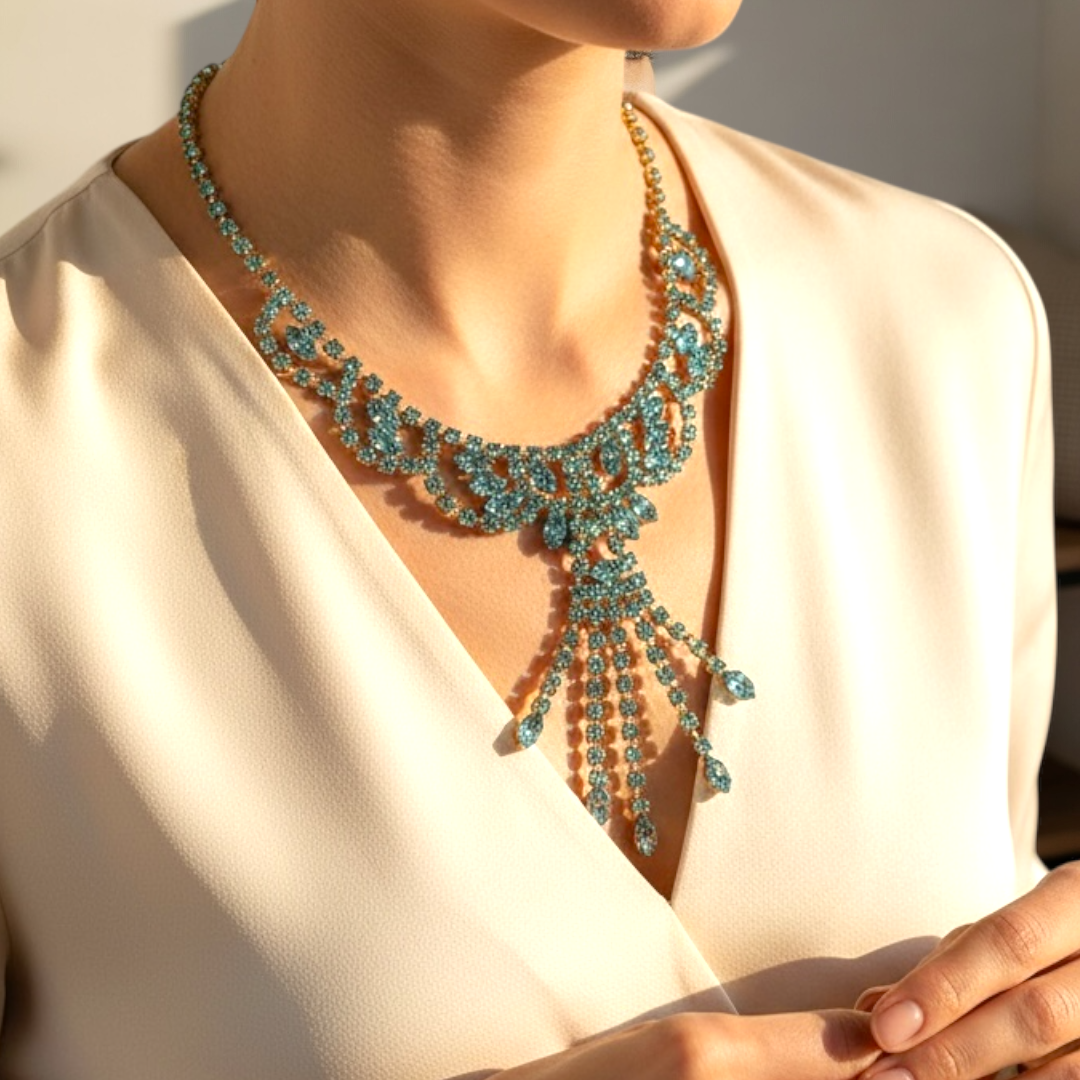 Vintage Art Deco Aurora Borealis Statement Kolye