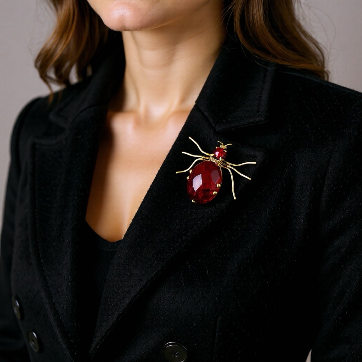 Art Deco Czech Amethyst Crystal Spider Brooch