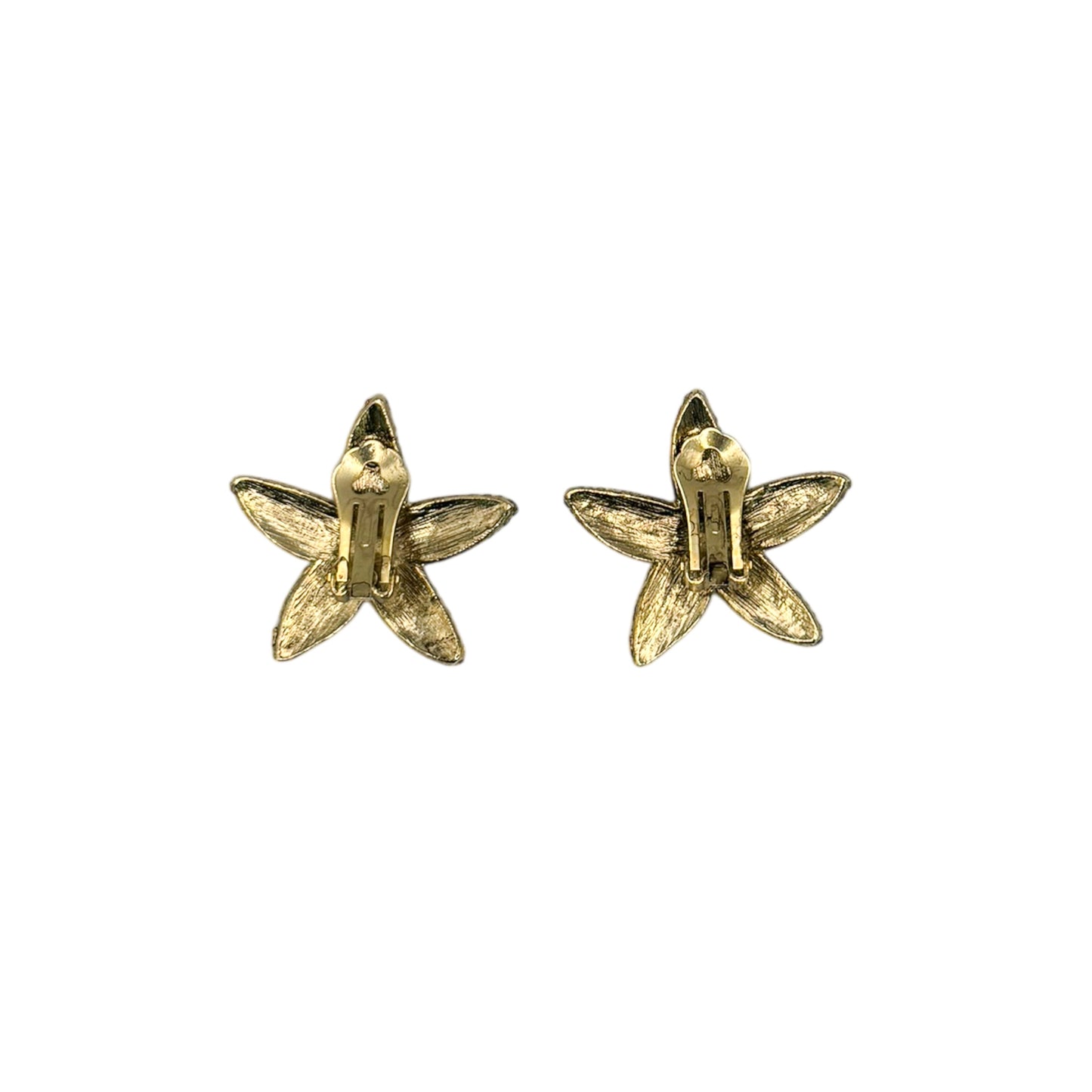Vintage Textured Gold Tone Starfish Earrings