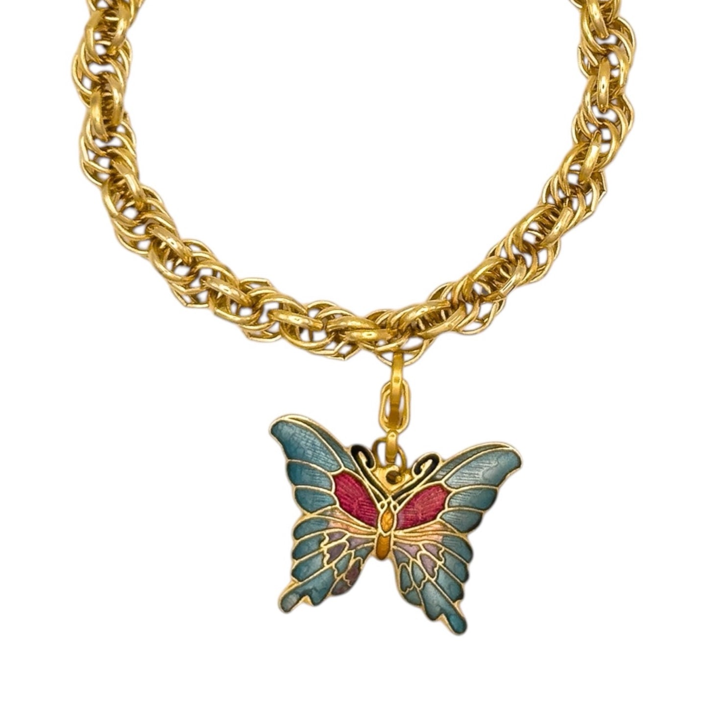 Vintage Cloisonné Butterfly Bracelet — 1970s