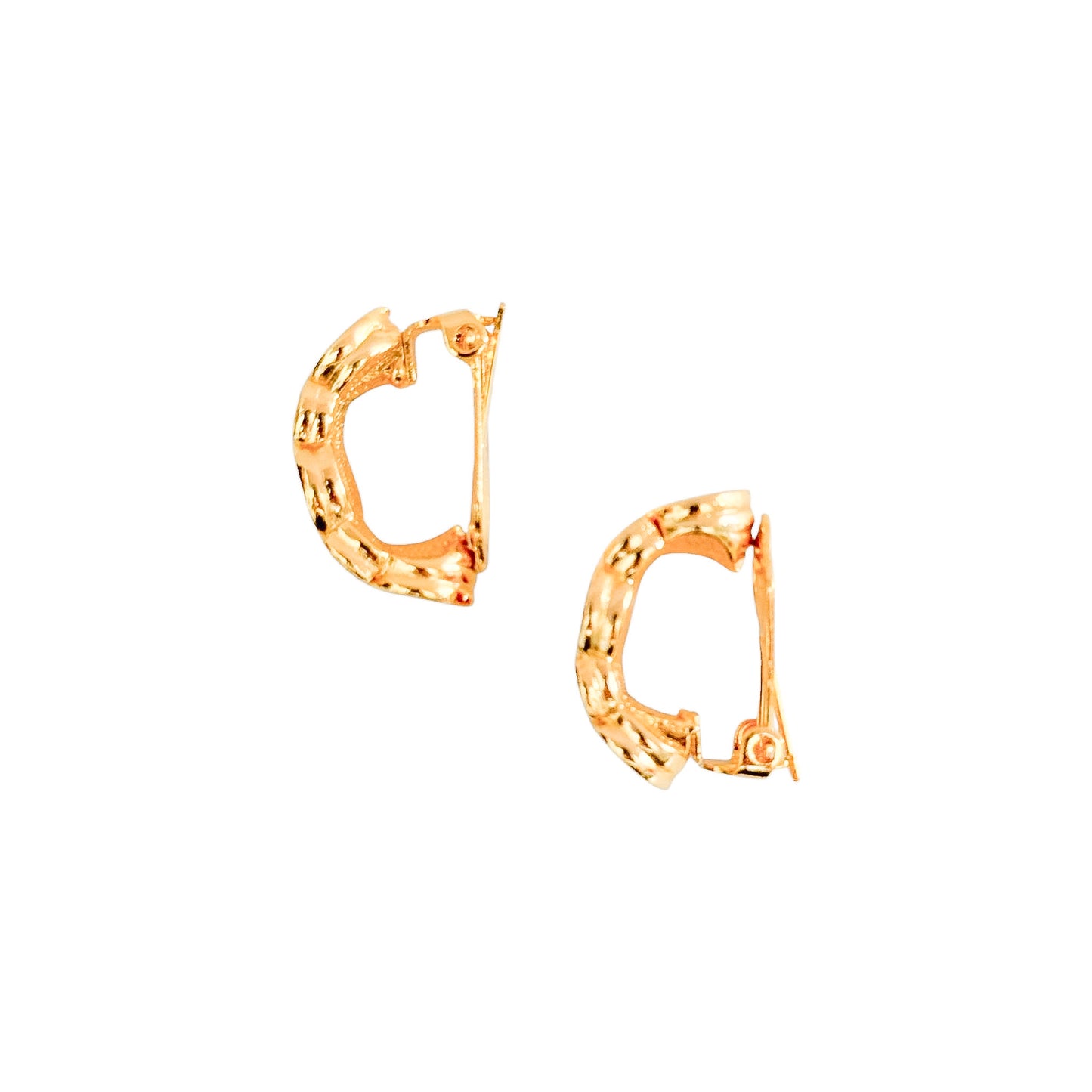 Vintage Harlequin Gold & Enamel Clip-On Earrings — 1950s