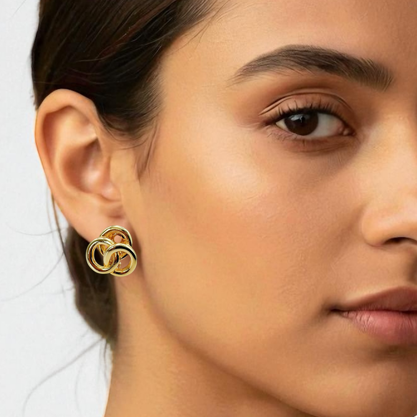 Vintage 18k Altın Kaplama Düğüm Klipsli Küpe