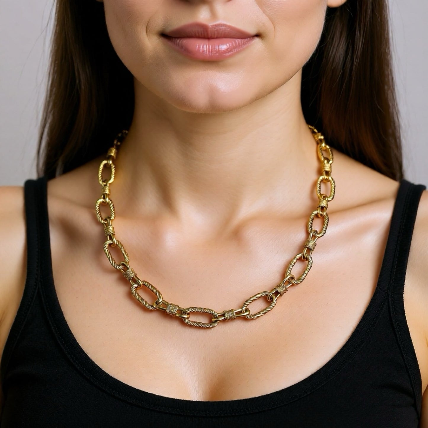 Vintage 1980’ler Denizcilik Esintili Bükümlü Zincir Kolye