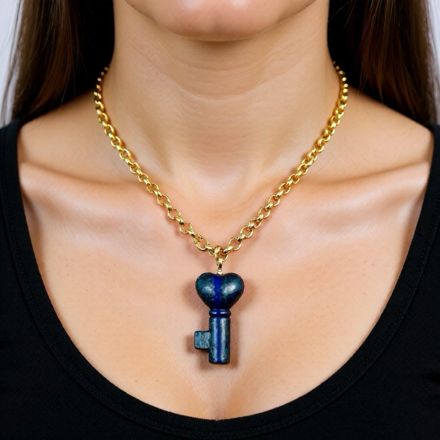 Lapis Lazuli “Kalbimin Anahtarı” Vintage Rolo Zincir
