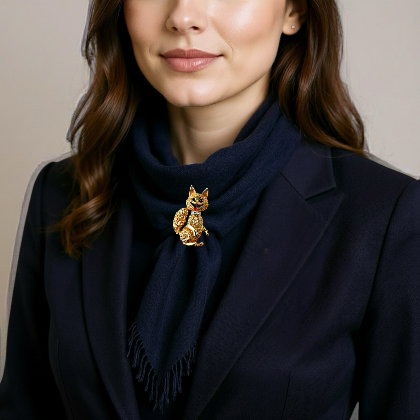 Vintage Altın Kaplama Tilki Broş