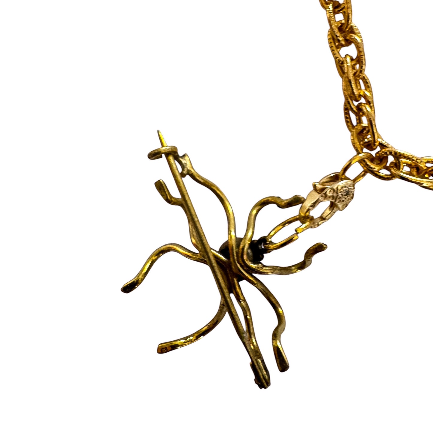 Vintage Four-Piece Assembled Necklace — Book Chain Bracelet & 1950s Spider Brooch
