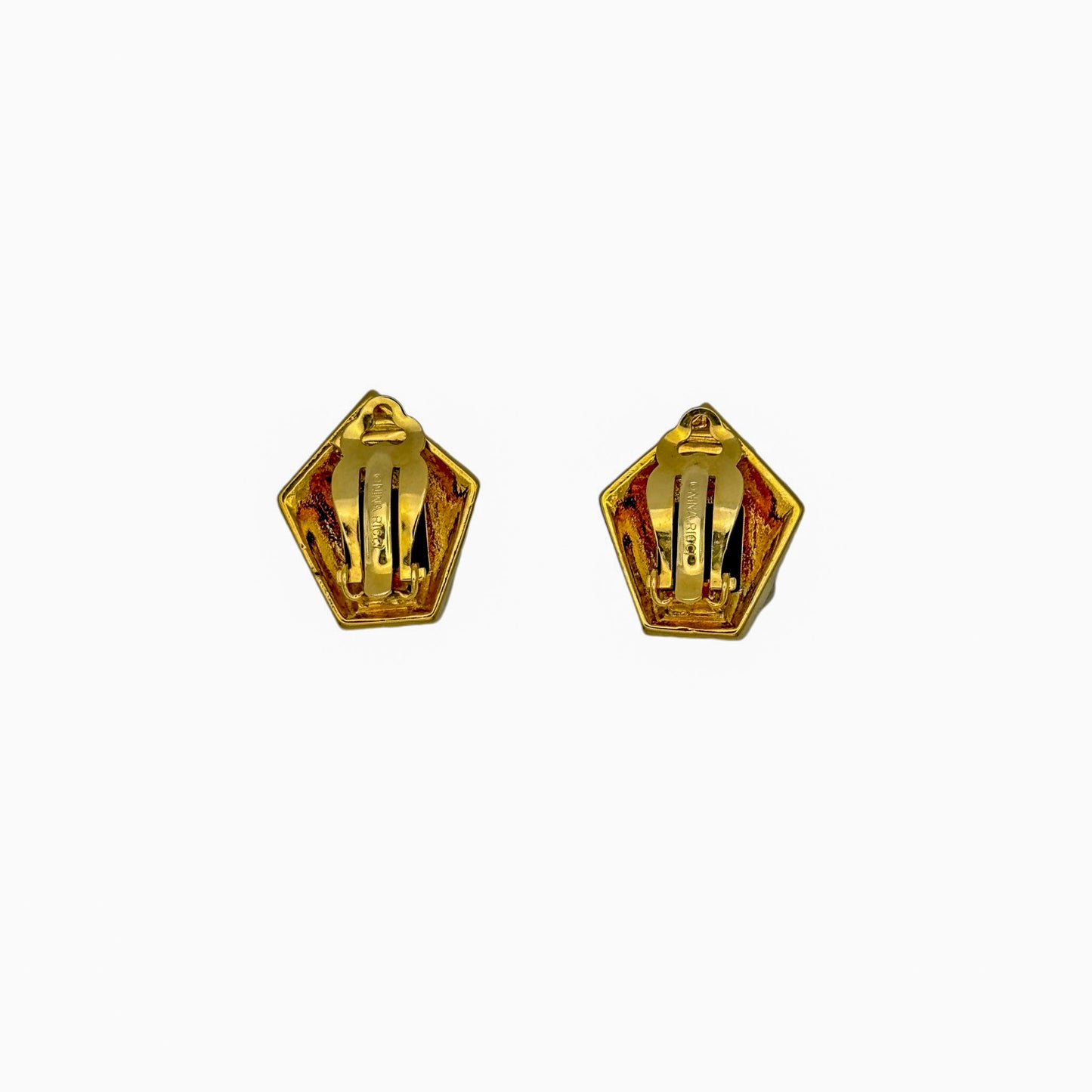 Vintage Nina Ricci Faux Onyx & Rhinestone Clip-On Earrings — 1980s