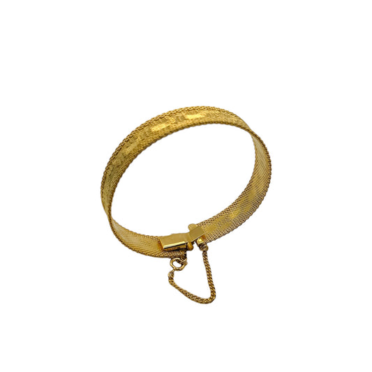 Vintage Three Layer Gold Plated Mesh Woven Cuff Bracelet — 1980s