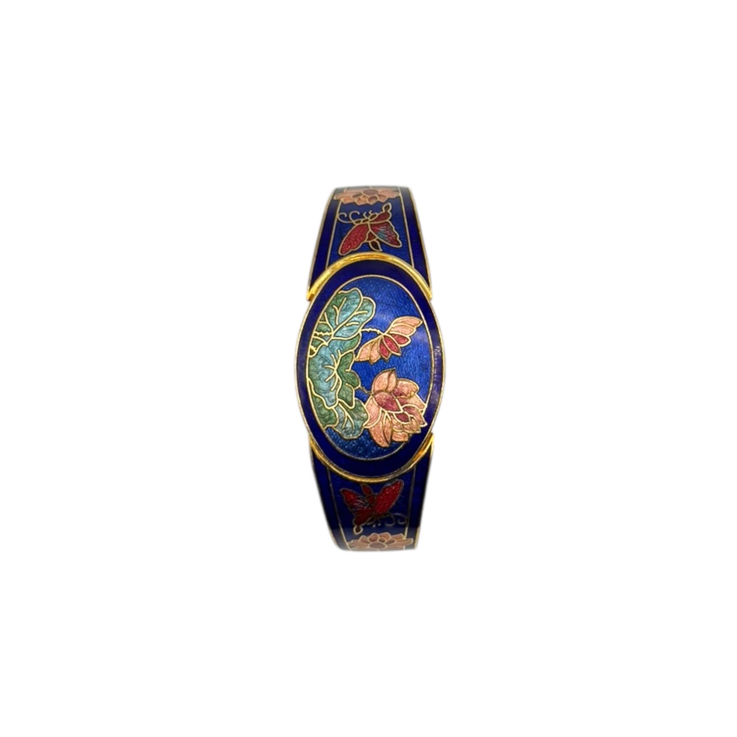Vintage 1970s Cloisonné Butterfly Bangle Bracelet