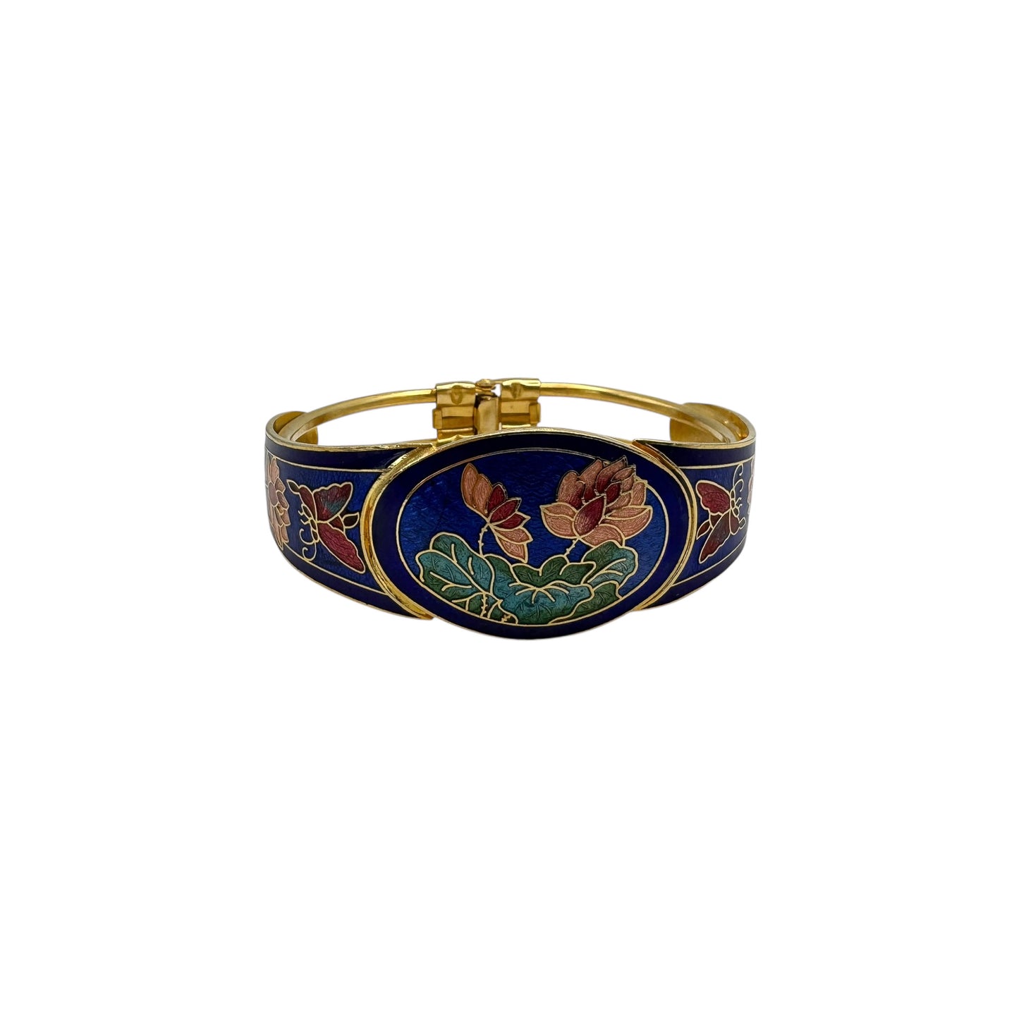 Vintage 1970s Cloisonné Butterfly Bangle Bracelet
