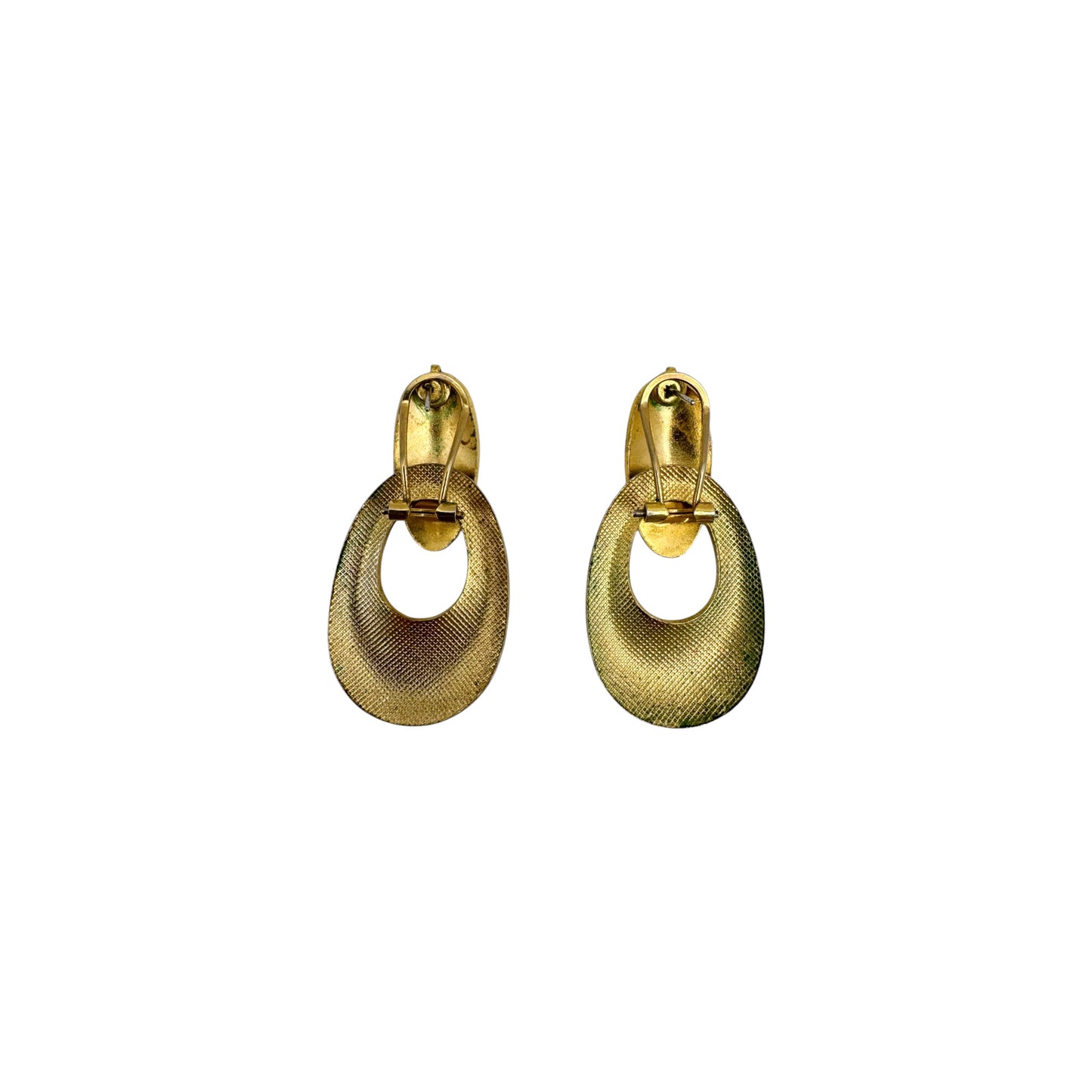 Vintage Cloisonné Fish Print Drop Earrings