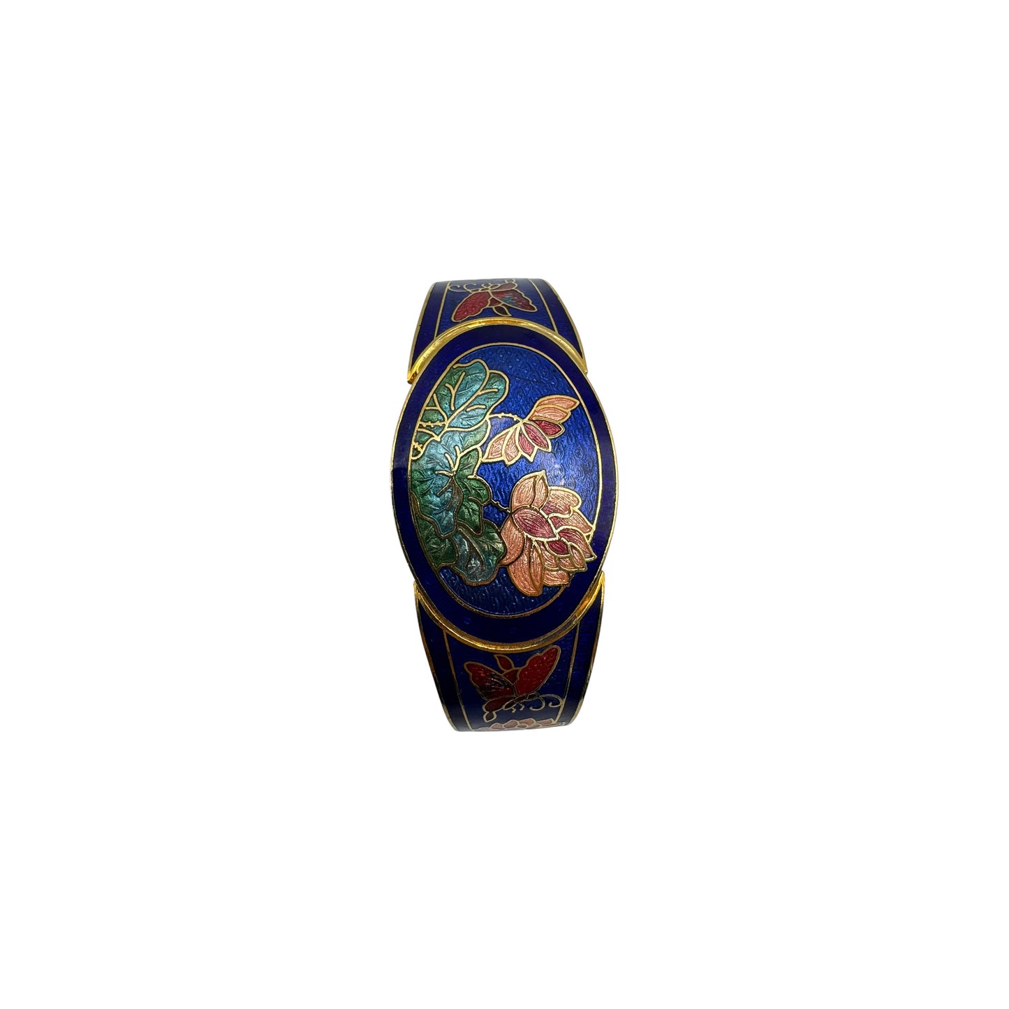 Vintage 1970s Cloisonné Butterfly Bangle Bracelet