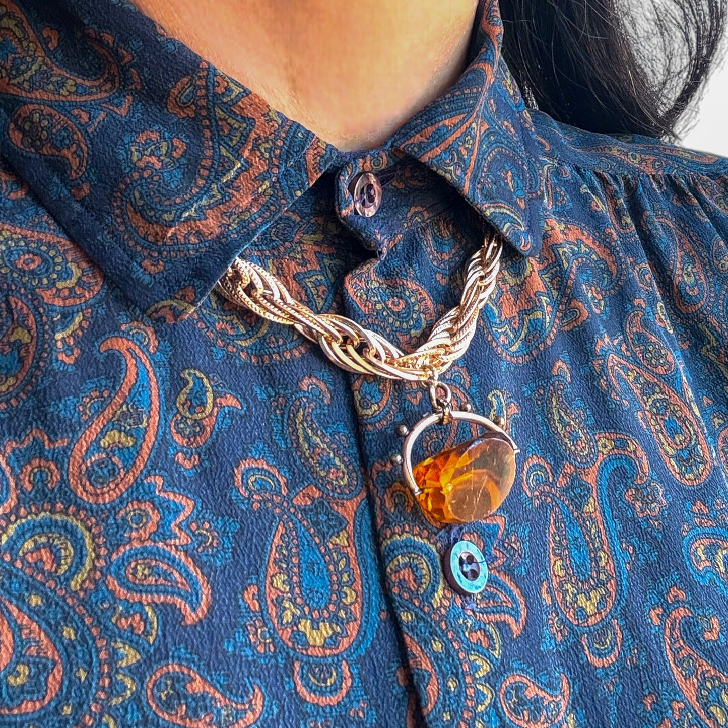 Antika Dönen Cam Kolye Uçlu Vintage Kolye