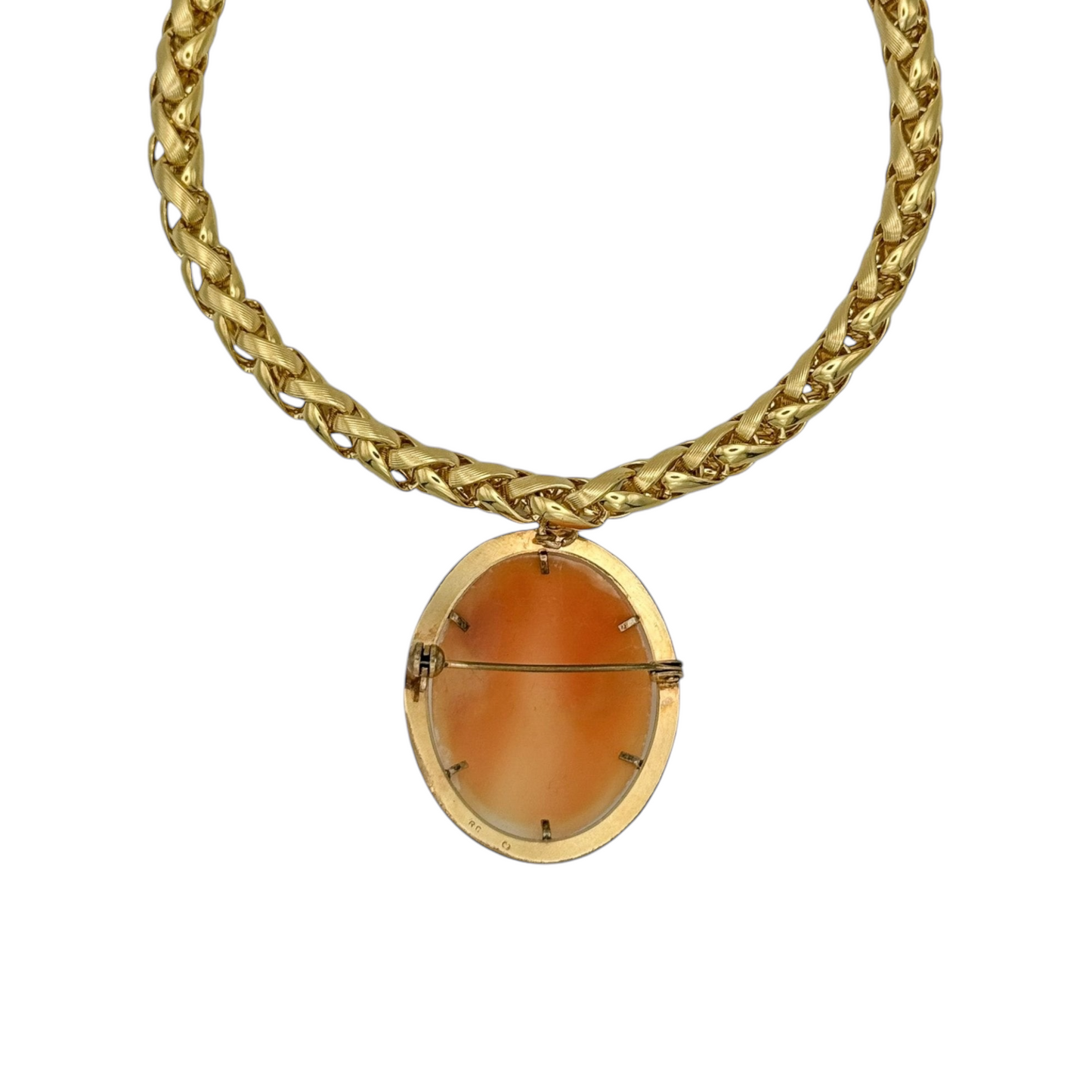 Antika Cameo Broş-Kolye Uçlu Vintage Kolye