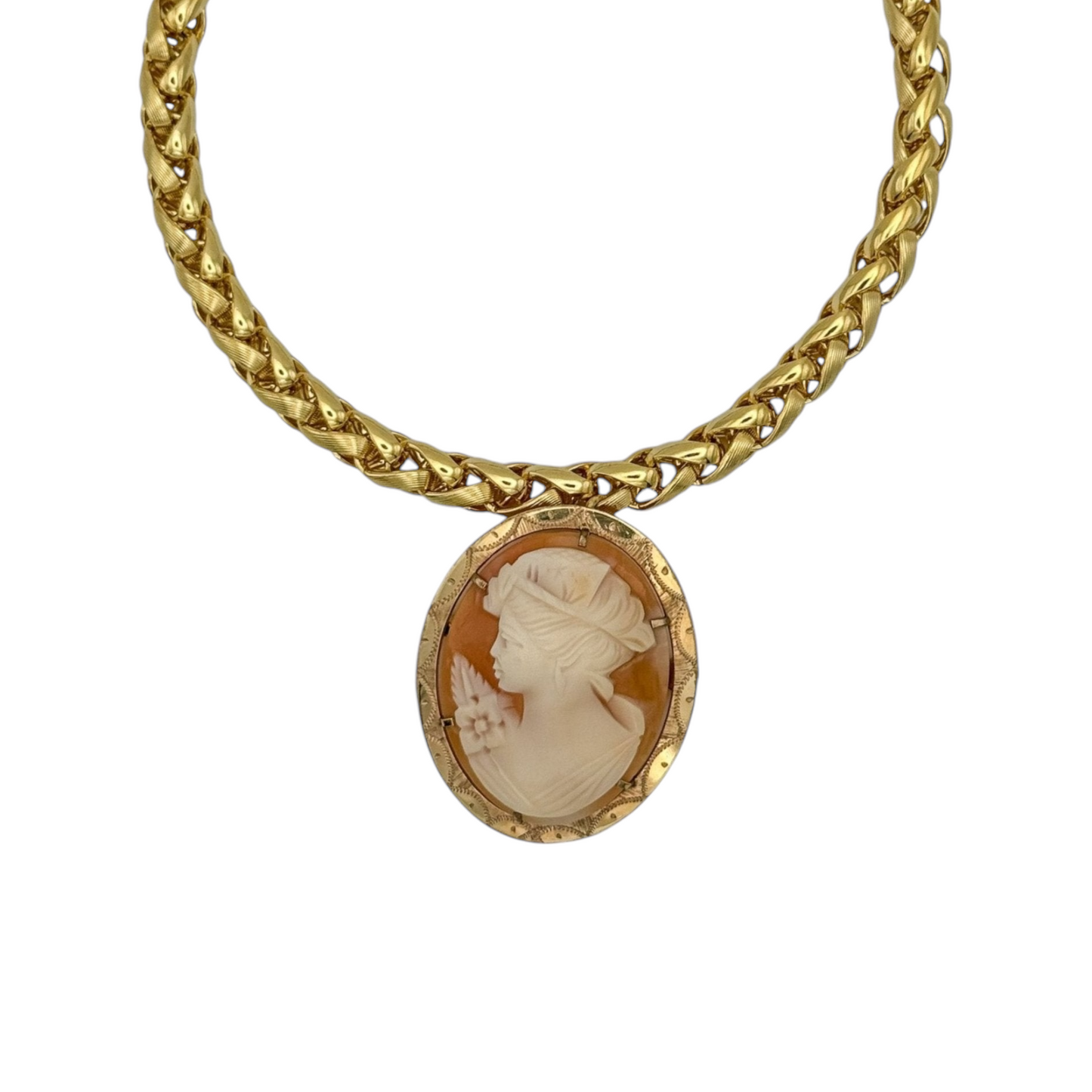 Antika Cameo Broş-Kolye Uçlu Vintage Kolye