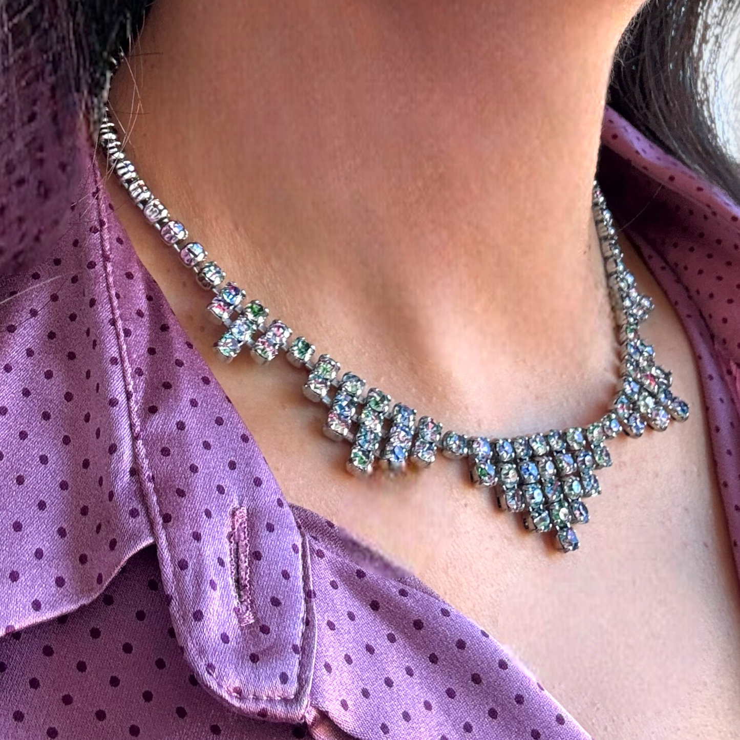 Vintage Art Deco Iris Kristal Kolye