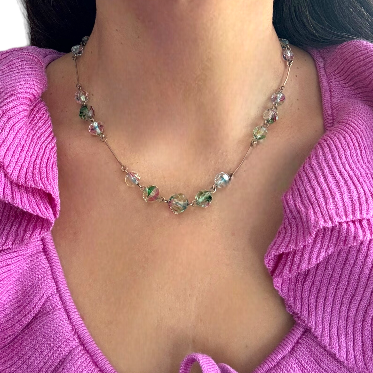 Vintage İris Kristal Kolye