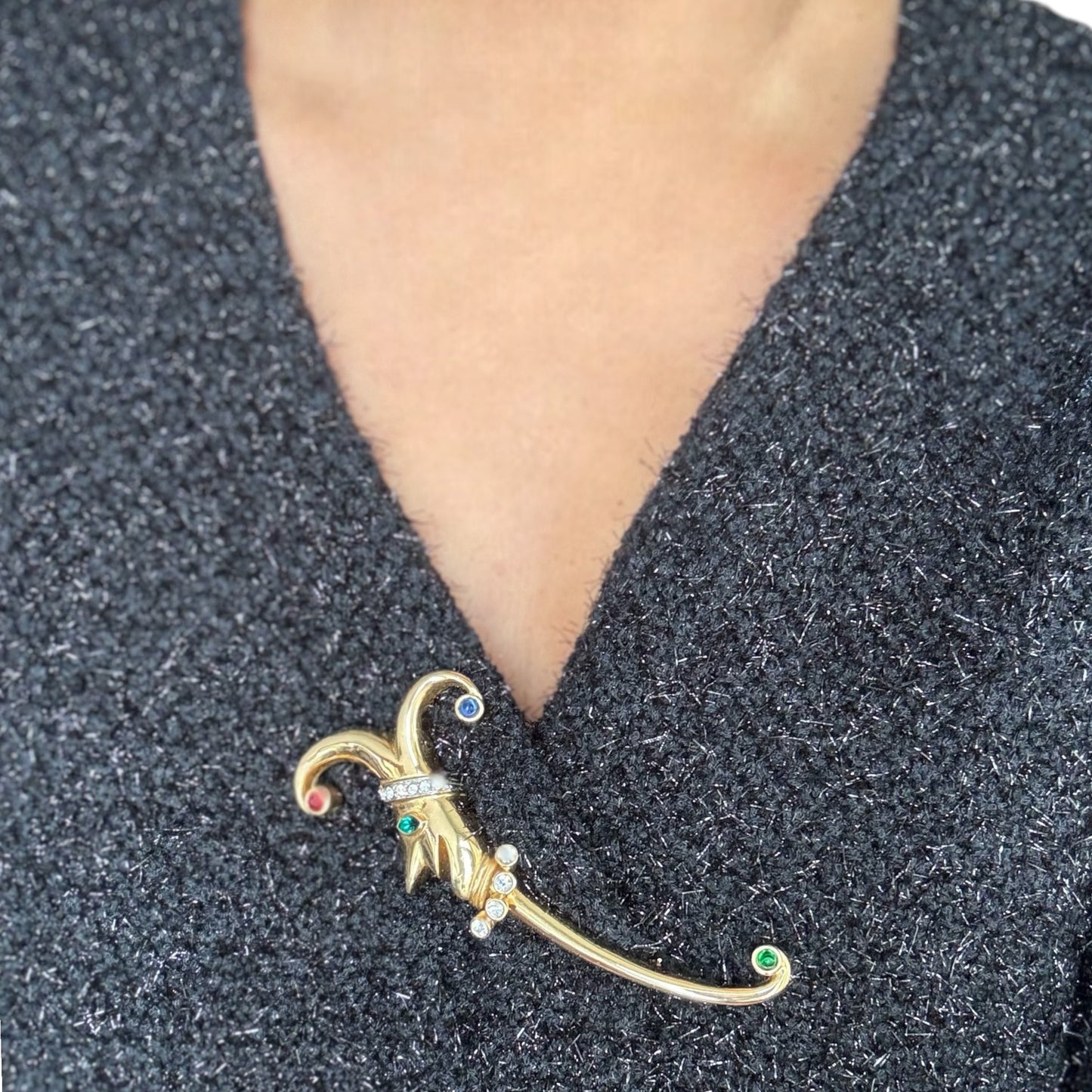 Vintage Altın Kaplama Soytarı Broş