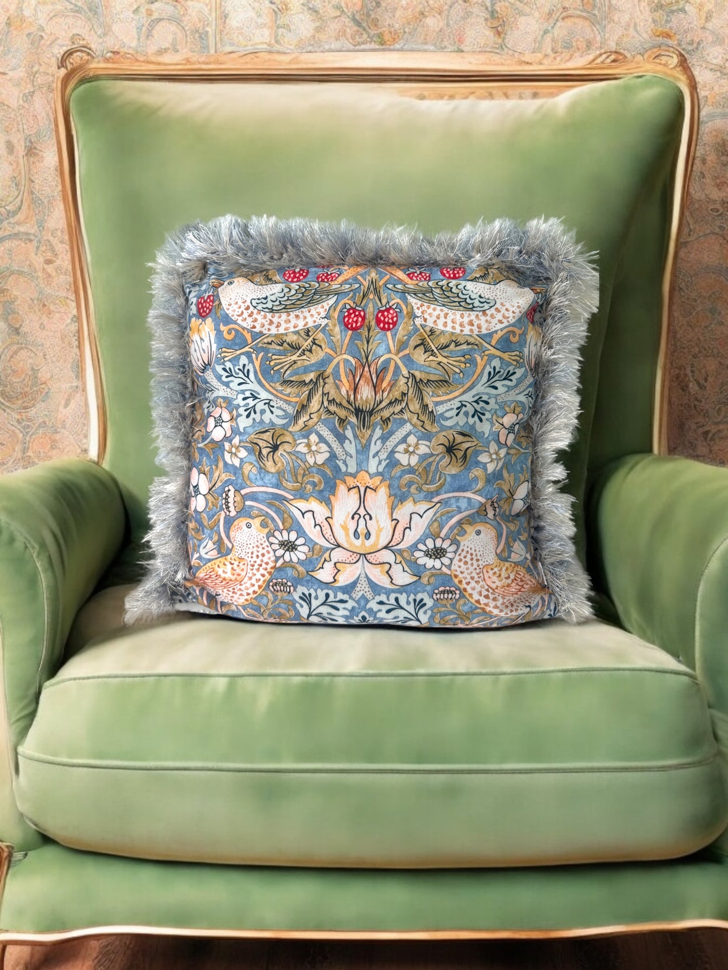 Vintage Desenli Mavi Yastık