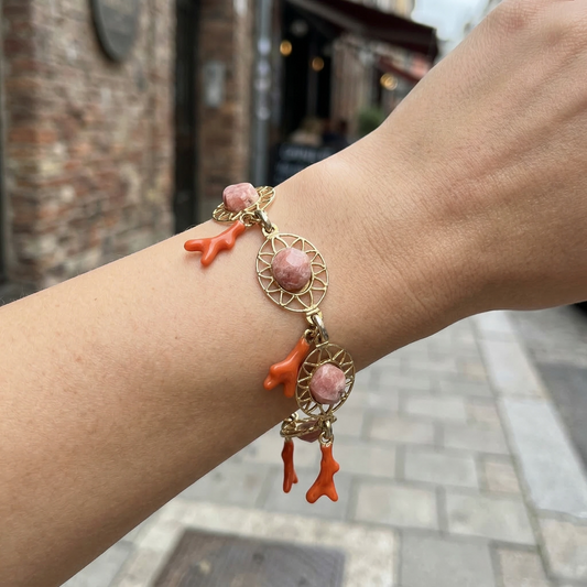 Vintage Coral Charm Bracelet — 1960s Base