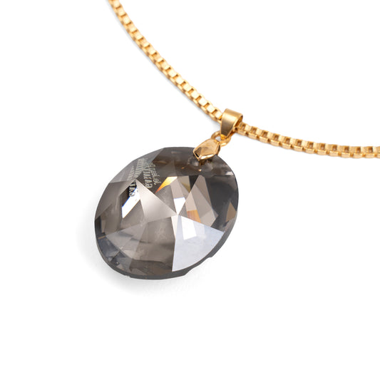 Vintage Necklace with Jean Paul Gaultier Swarovski Reversible Oval Pendant — 1980s