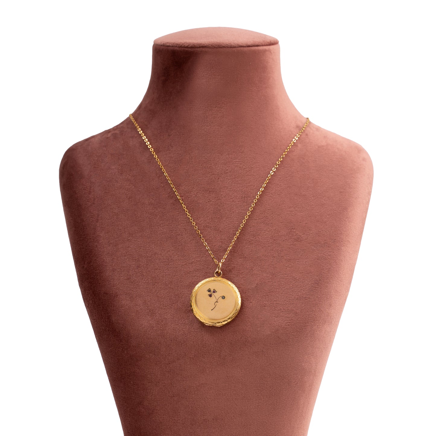 Vintage Rolled Gold Ruby Locket Necklace — 1950s