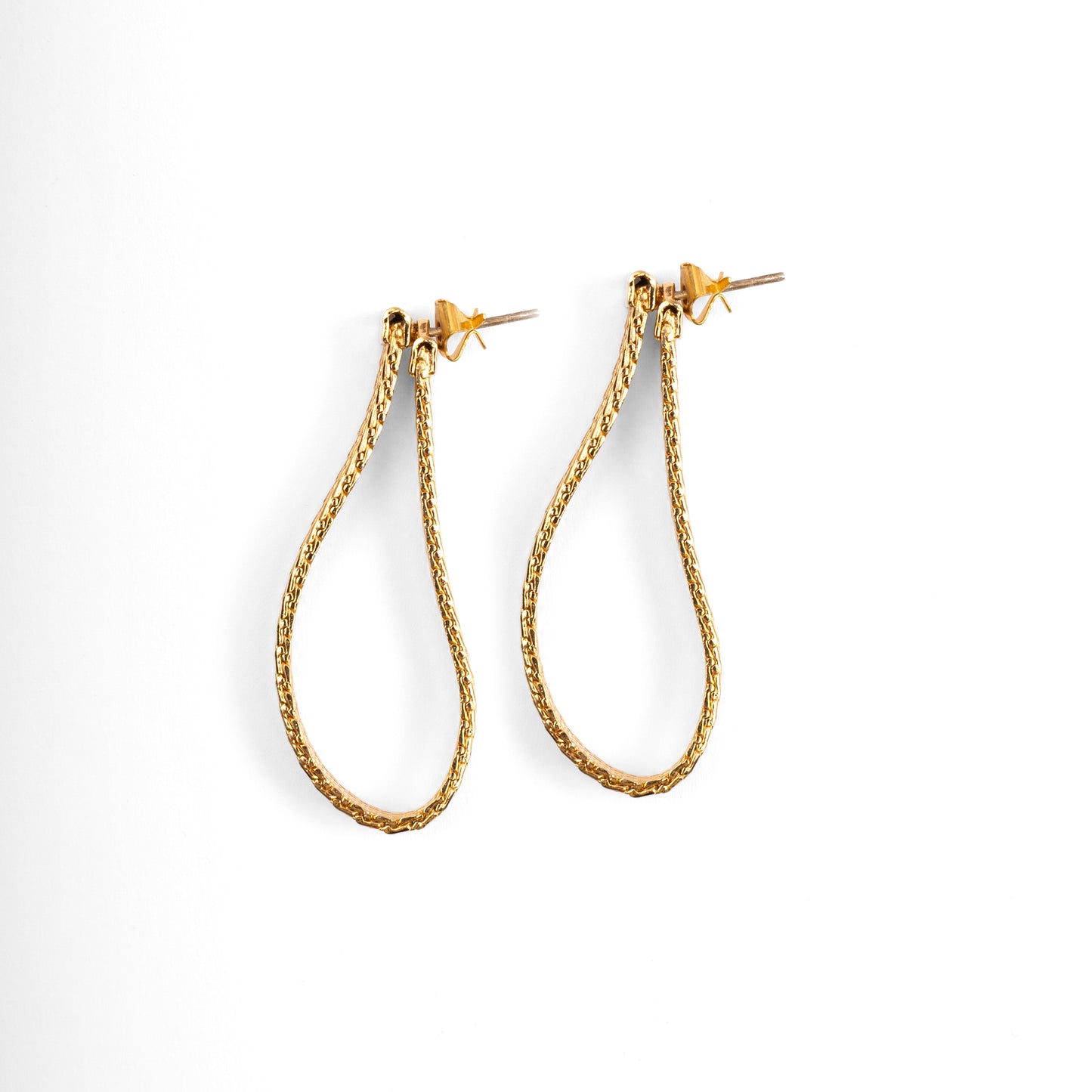 Vintage 18ct Gold Plated Woven Drop Earrings — 1980s