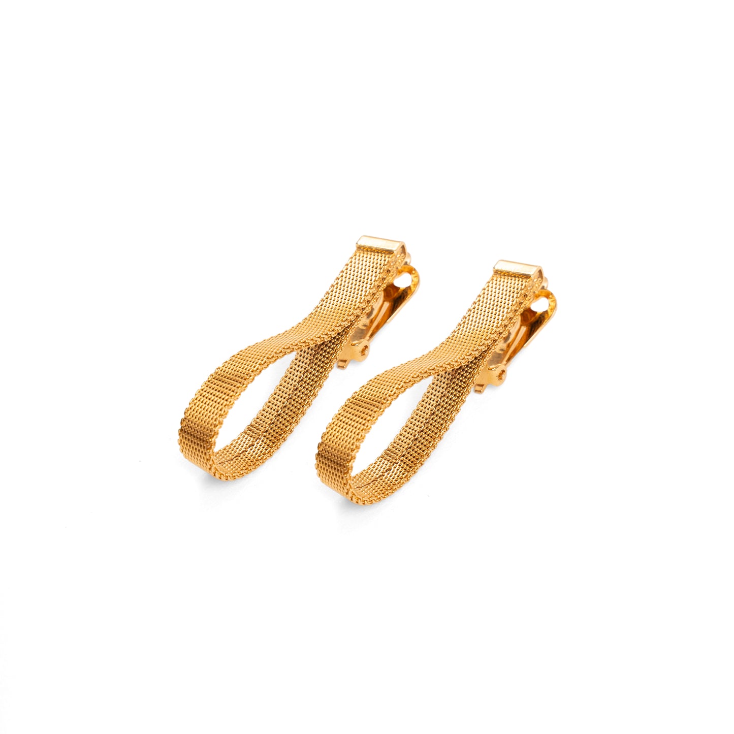 Vintage 18ct Gold Plated Woven Drop Earrings — 1980s