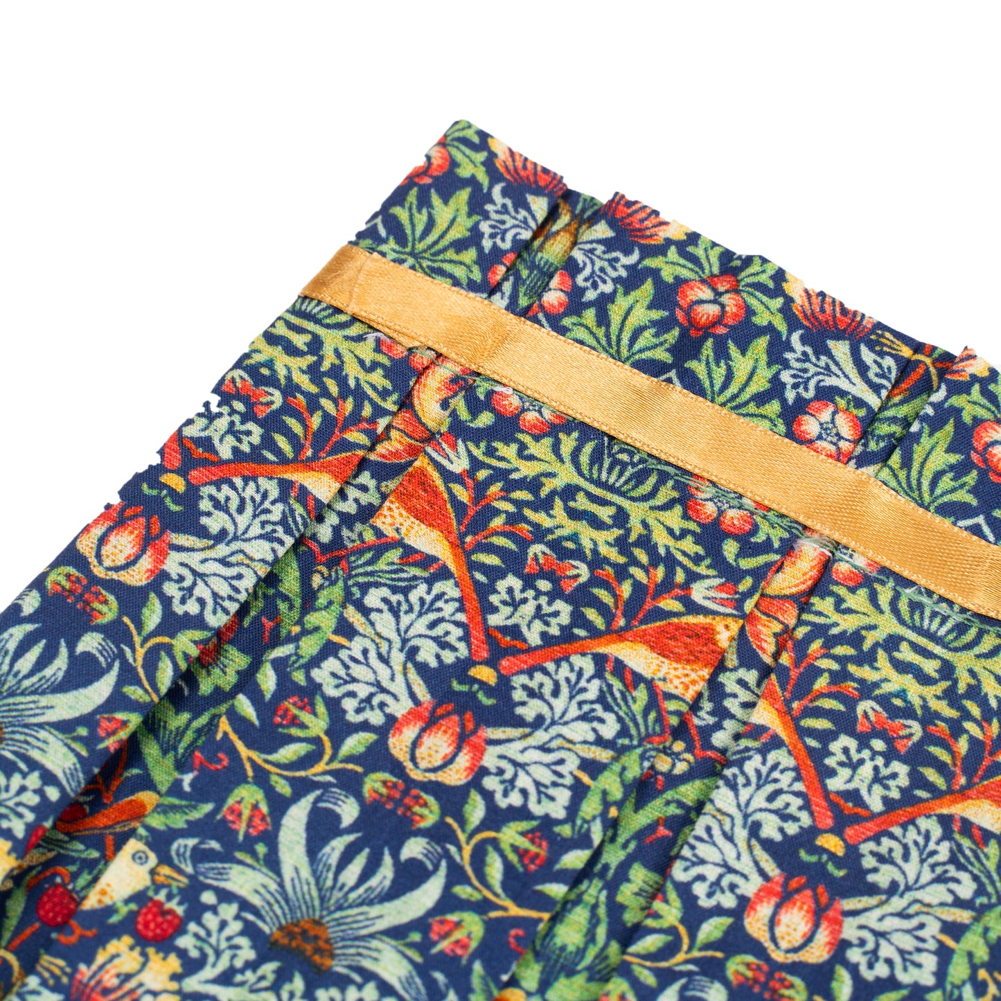 William Morris Strawberry Thief Navy Print Pleated Lampshade Cover — Vintage Style