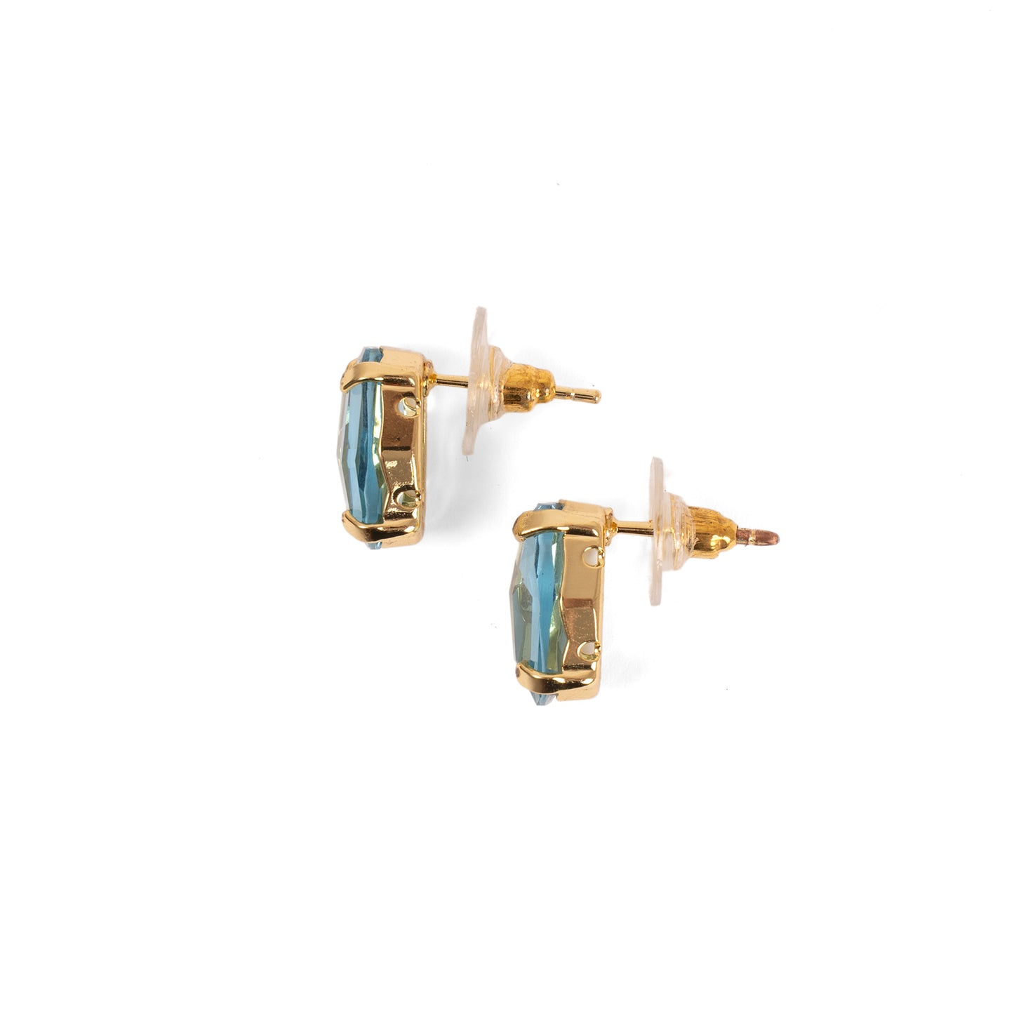 Swarovski Kristal Aqua Marin Rengi Elmas Kesim Vintage Yuvalı Küpe