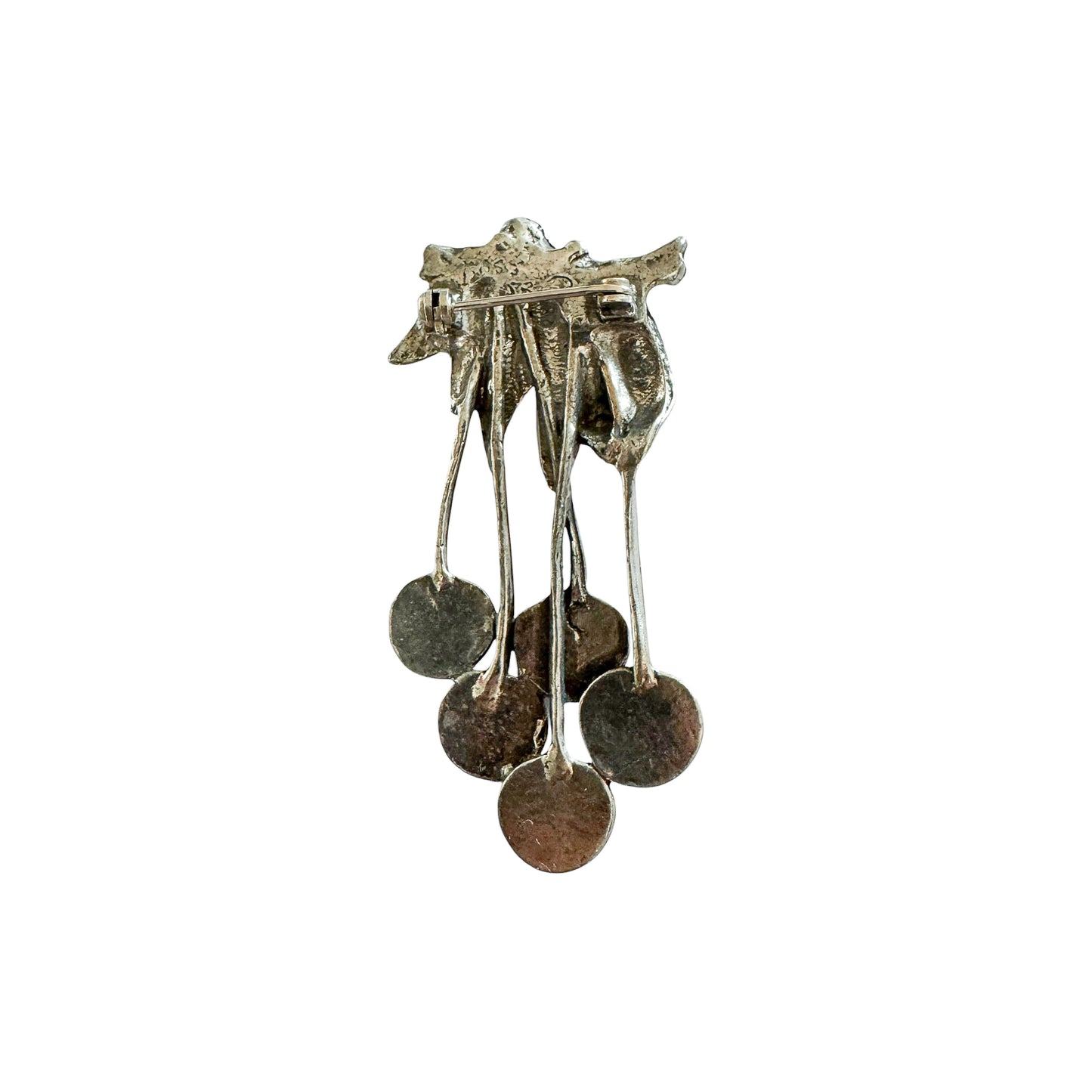 Vintage MASJ Silver Scenes Cherry Cluster Brooch — Silver-Plated Pewter, 1980s
