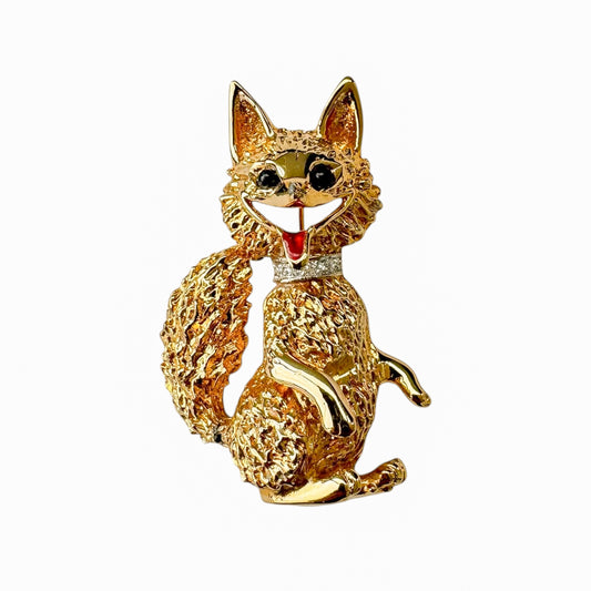 Vintage Gold-Plated 3D Fox Brooch — 1970sVintage Gold-Plated 3D Fox Brooch — 1970s