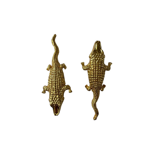 Vintage Style Gold Crocodile Earrings