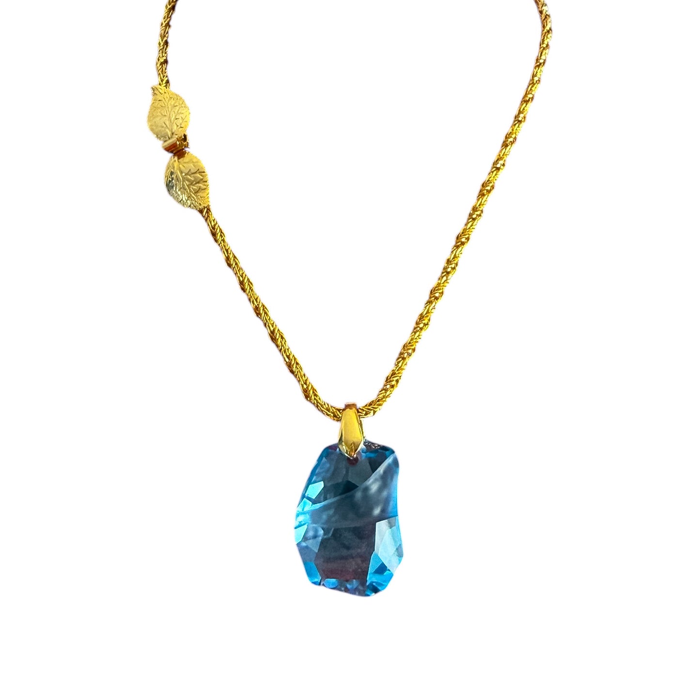Swarovski Designer Edition Gökyüzü Mavisi Kristal Uç Detaylı Vintage Kolye — 1980'ler 