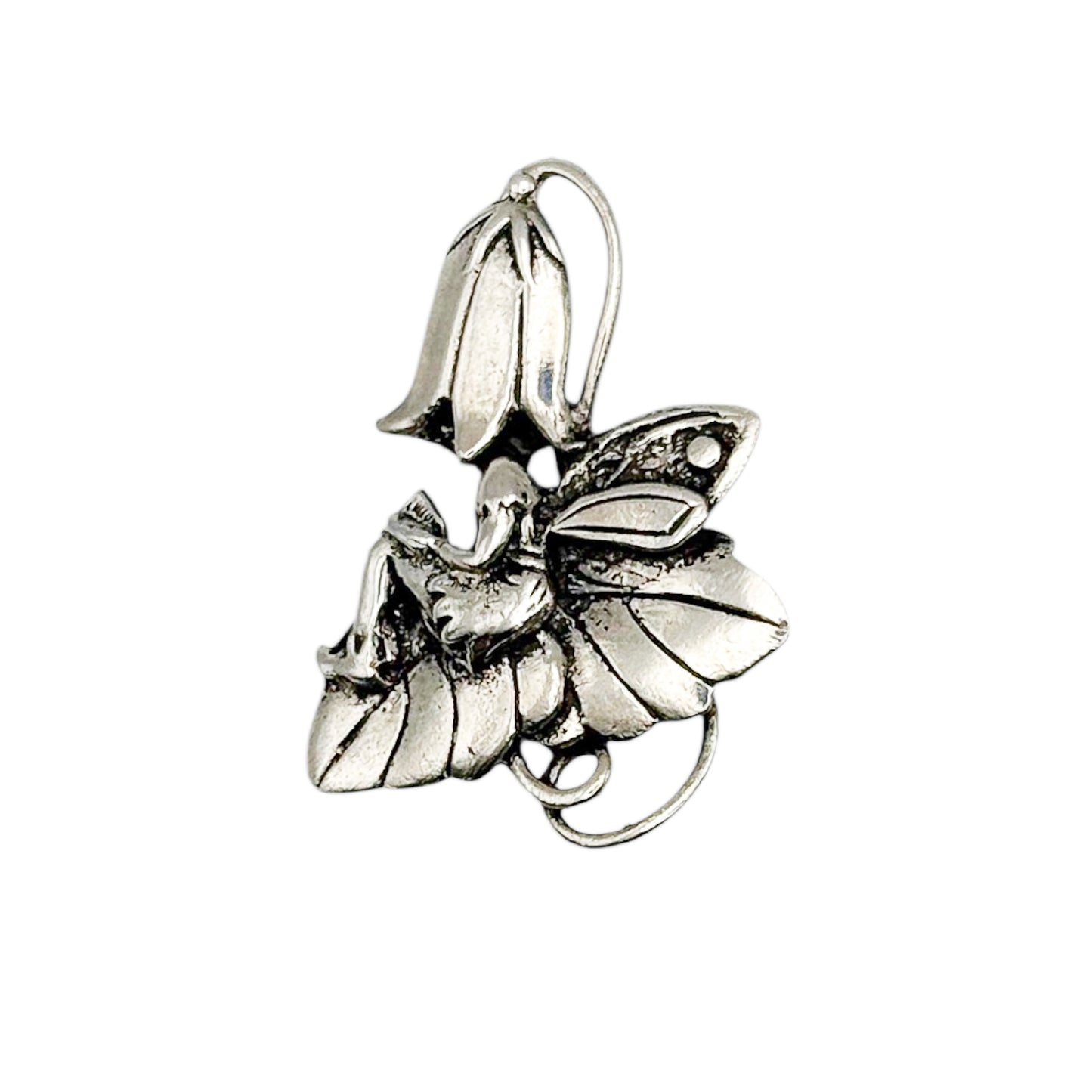 vintage masj silver scenes fairy brooch pewter 1995