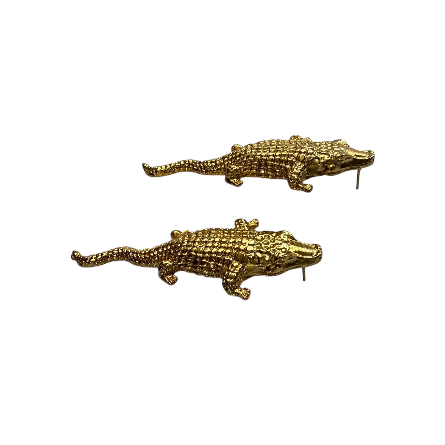 Vintage Style Gold Crocodile Earrings