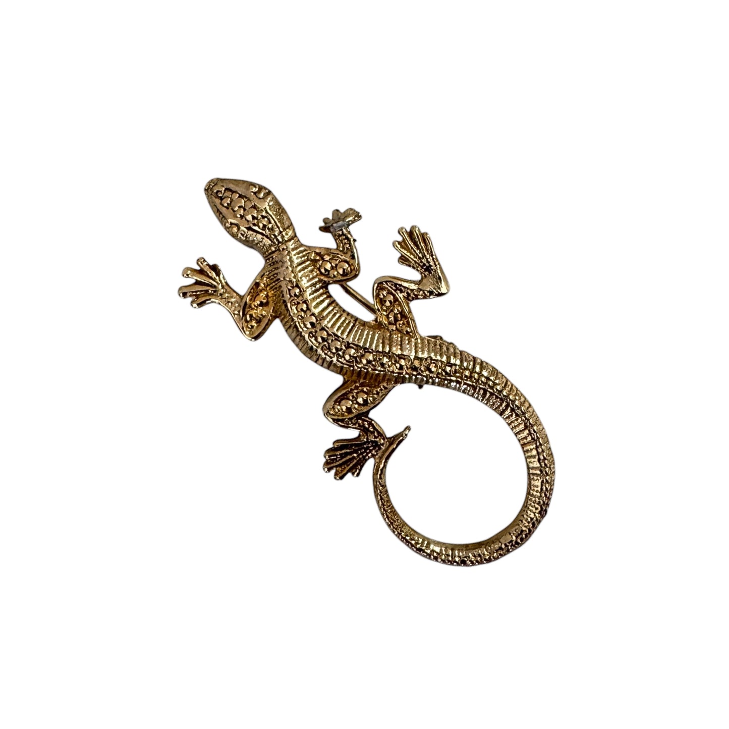 Vintage 1980s Designer House Gold Lizard Brooch — Triple Gold-Plated