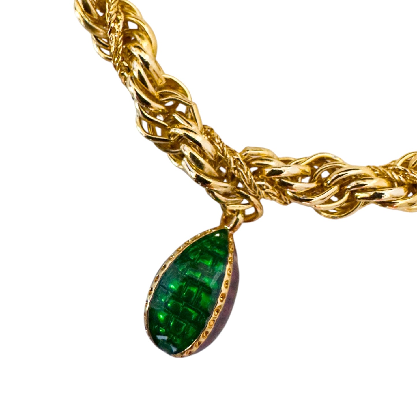 Vintage Triple Gold Chain Necklace with Joan Rivers Egg & Horn Charms — 1980s