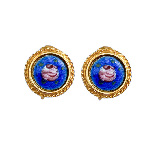 Vintage Goldette New York Enamel Floral Earrings — Signed, 1955–1977