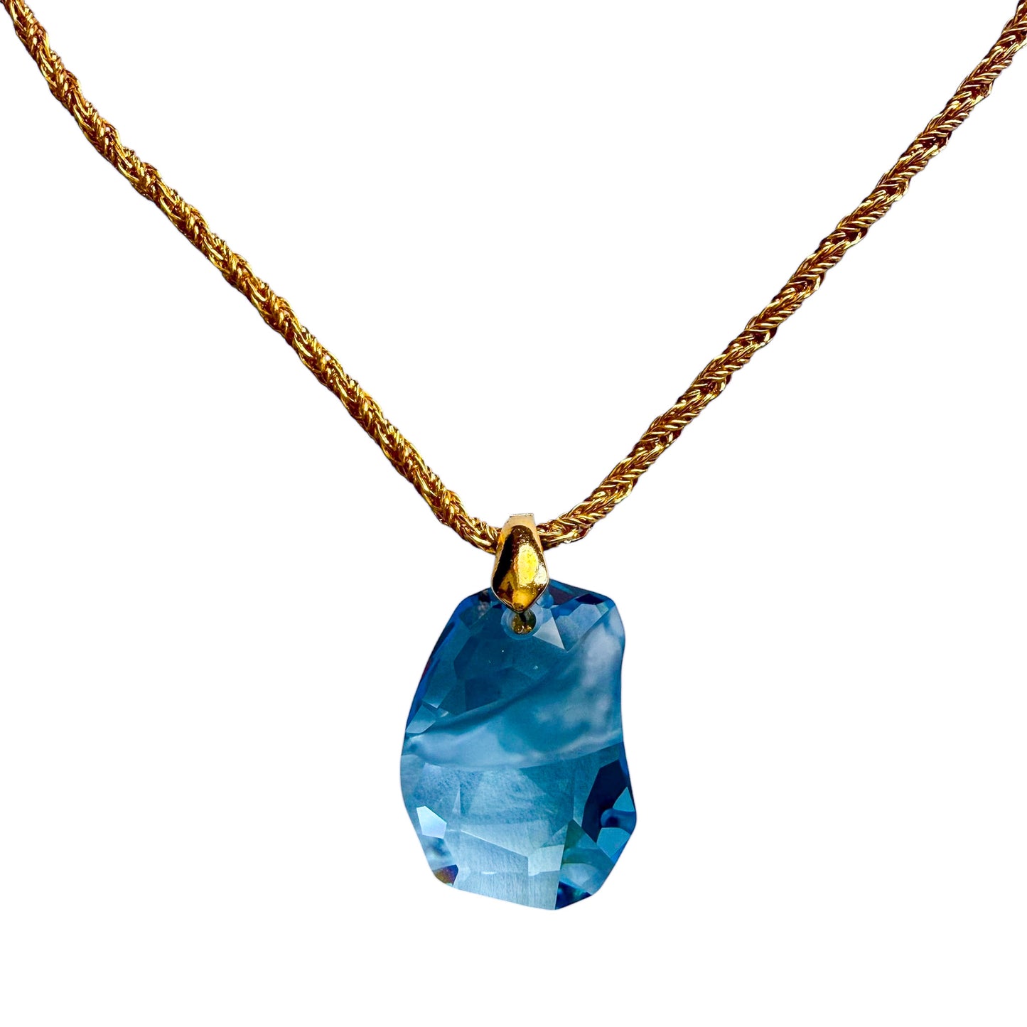 Swarovski Designer Edition Gökyüzü Mavisi Kristal Uç Detaylı Vintage Kolye — 1980'ler 