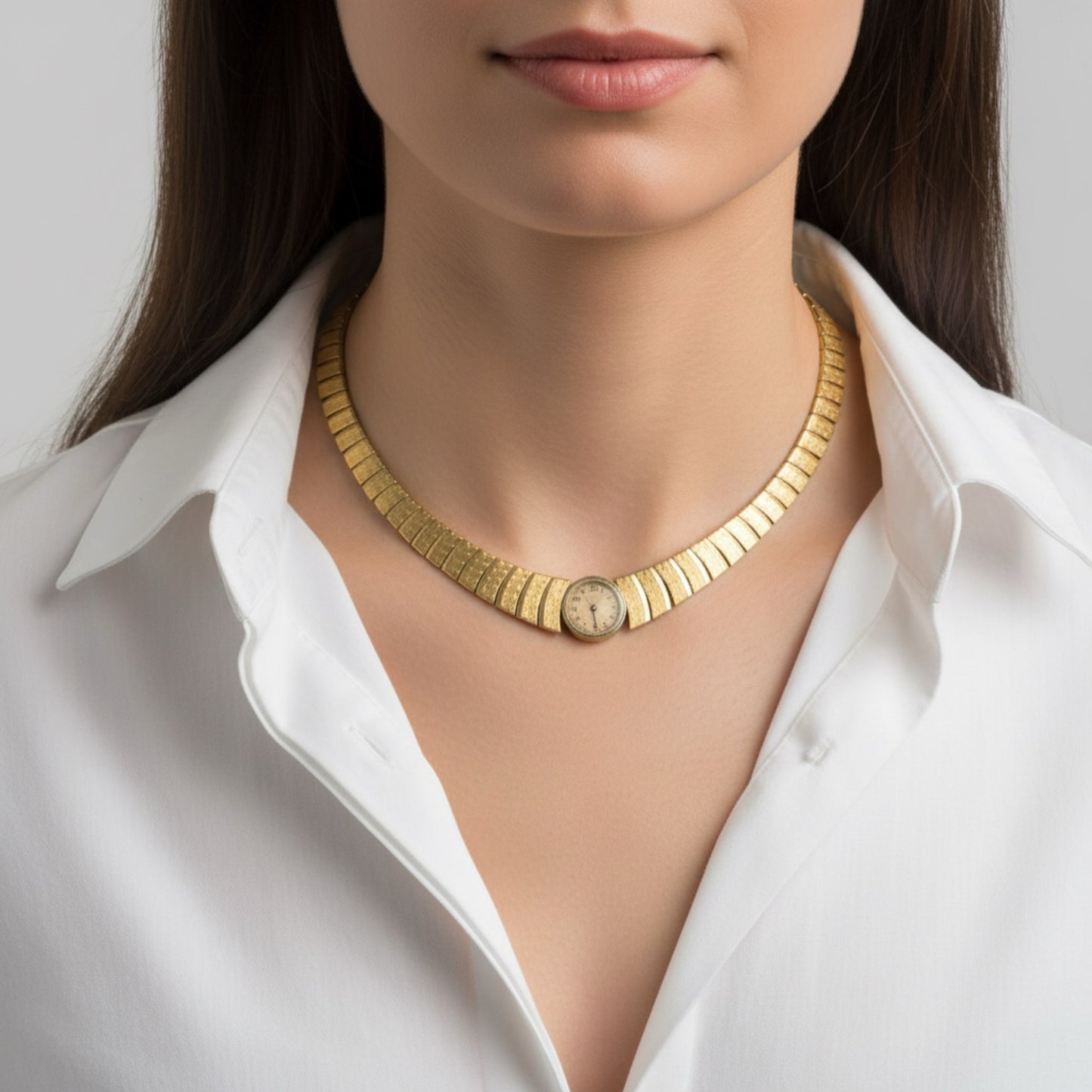 Vintage Kleopatra Geometrik Bağlantılı Kolye – Antika Saat Mekanizması Merkezli Tasarım