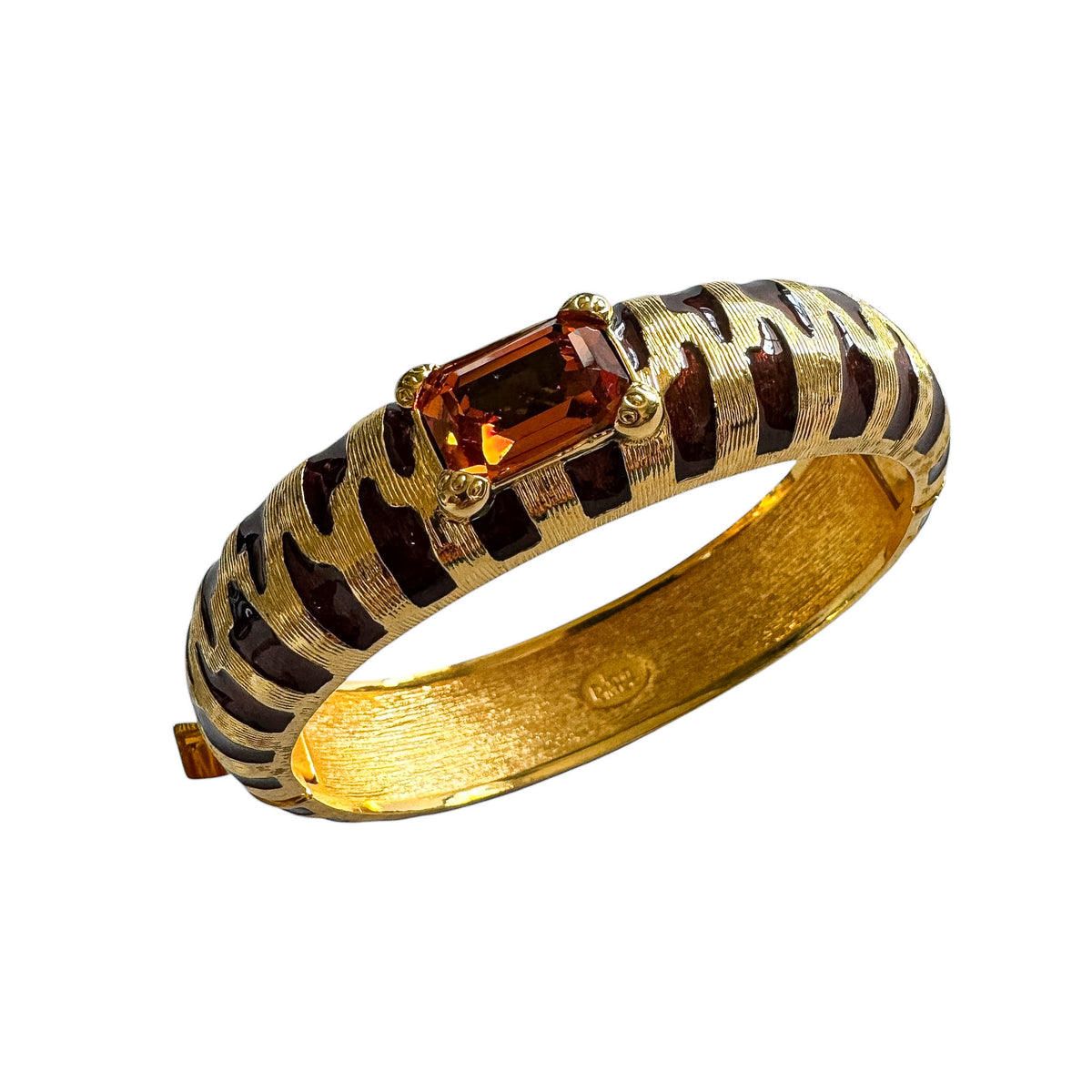 Vintage Joan Rivers Amber Stone Tiger Stripe Bangle —  1980s
