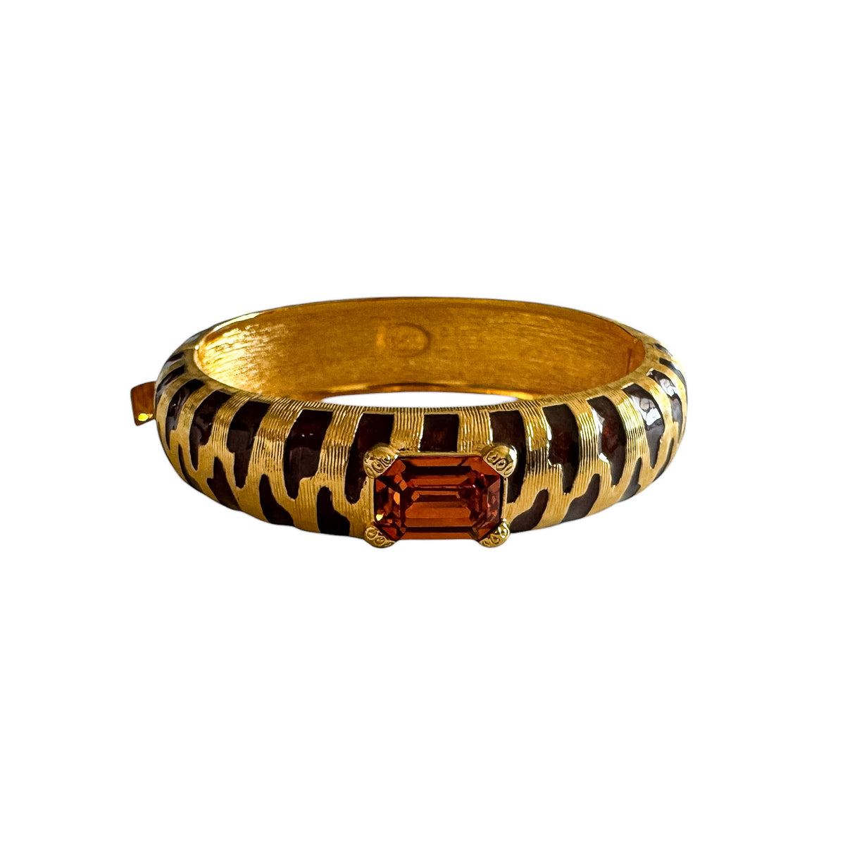 Vintage Joan Rivers Amber Stone Tiger Stripe Bangle —  1980s