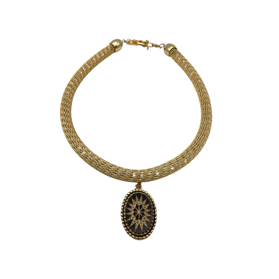 Vintage Örgü Detaylı Victorian Choker Kolye