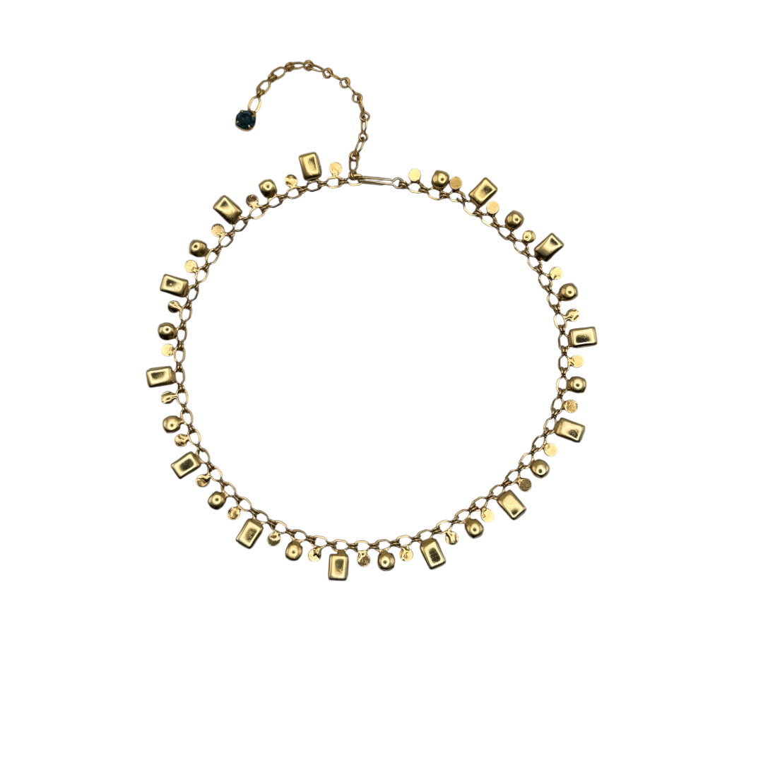 Vintage Altın Kaplama Mavi Kristal Kolye